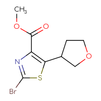 Chemical structure of methyl 2-bromo-5-(oxolan-3-yl)-1,3-thiazole-4-carboxylate - CSSB00014063061