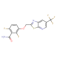 Chemical structure of 2,6-difluoro-3-{[6-(trifluoromethyl)-[1,3]thiazolo[5,4-b]pyridin-2-yl]methoxy}benzamide - CSSB20620704989