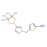 Chemical structure of 5-{[4-(4,4,5,5-tetramethyl-1,3,2-dioxaborolan-2-yl)-1H-pyrazol-1-yl]methyl}thiophene-2-carbonitrile - CSSB21229494782