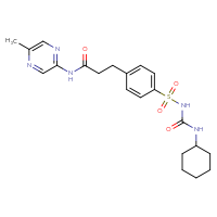 Chemical structure of 3-(4-{[(cyclohexylcarbamoyl)amino]sulfonyl}phenyl)-N-(5-methylpyrazin-2-yl)propanamide - CSSB00025726790