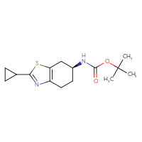 Chemical structure of tert-butyl N-[(6S)-2-cyclopropyl-4,5,6,7-tetrahydro-1,3-benzothiazol-6-yl]carbamate - CSSB21224771484