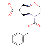 Chemical structure of rac-(4aR,7aS)-4-[(benzyloxy)carbonyl]-octahydrocyclopenta[b][1,4]oxazine-6-carboxylic acid - CSSB20620679756