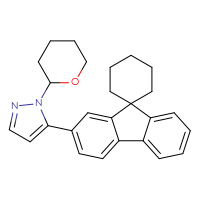 Chemical structure of 1-(oxan-2-yl)-5-{spiro[cyclohexane-1,9'-fluoren]-2'-yl}-1H-pyrazole - CSSB21531607170