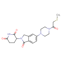 Chemical structure of 3-(5-{4-[2-(methylsulfanyl)acetyl]piperazin-1-yl}-1-oxo-2,3-dihydro-1H-isoindol-2-yl)piperidine-2,6-dione - CSSB21531607918
