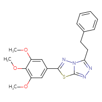 Chemical structure of 3-(2-phenylethyl)-6-(3,4,5-trimethoxyphenyl)-[1,2,4]triazolo[3,4-b][1,3,4]thiadiazole - CSSB00121618522