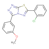 Chemical structure of 6-(2-chlorophenyl)-3-(3-methoxyphenyl)-[1,2,4]triazolo[3,4-b][1,3,4]thiadiazole - CSSB00121616698
