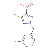 Chemical structure of 4-chloro-1-[(3-fluorophenyl)methyl]-3-nitro-1H-pyrazole - CSSB00005818070