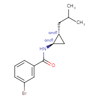 Chemical structure of rac-3-bromo-N-[(1R,2R)-2-(2-methylpropyl)cyclopropyl]benzamide - CSSB21444811633