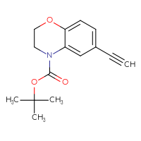 Chemical structure of tert-butyl 6-ethynyl-3,4-dihydro-2H-1,4-benzoxazine-4-carboxylate - CSSB00010883680