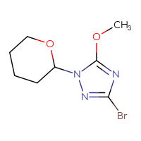 Chemical structure of 3-bromo-5-methoxy-1-(oxan-2-yl)-1H-1,2,4-triazole - CSSB00010264328