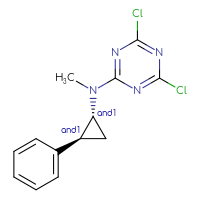 Chemical structure of rac-4,6-dichloro-N-methyl-N-[(1R,2S)-2-phenylcyclopropyl]-1,3,5-triazin-2-amine - CSSB21332075457