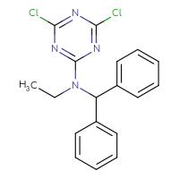 Chemical structure of 4,6-dichloro-N-(diphenylmethyl)-N-ethyl-1,3,5-triazin-2-amine - CSSB21332147165
