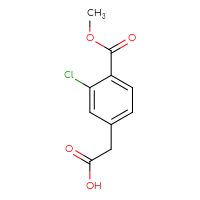 Chemical structure of 2-[3-chloro-4-(methoxycarbonyl)phenyl]acetic acid - CSSB00103137168