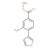 Chemical structure of methyl 3-amino-4-(furan-3-yl)benzoate - CSSB00102693625