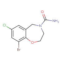 Chemical structure of 9-bromo-7-chloro-2,3,4,5-tetrahydro-1,4-benzoxazepine-4-carboxamide - CSSB06907368734