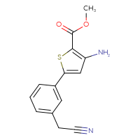 Chemical structure of methyl 3-amino-5-[3-(cyanomethyl)phenyl]thiophene-2-carboxylate - CSSB06585618372