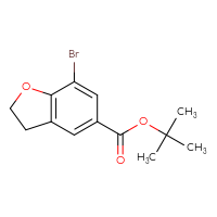 Chemical structure of tert-butyl 7-bromo-2,3-dihydro-1-benzofuran-5-carboxylate - CSSB14801675076