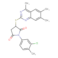 Chemical structure of 1-(3-chloro-4-methylphenyl)-3-[(4,6,7-trimethylquinazolin-2-yl)sulfanyl]pyrrolidine-2,5-dione - CSSB00121688667