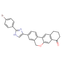 Chemical structure of 3-[2-(4-bromophenyl)-1H-imidazol-4-yl]-8,9,10,11-tetrahydro-5H-6-oxatetraphen-8-one - CSSB21531601504