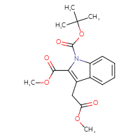 Chemical structure of 1-tert-butyl 2-methyl 3-(2-methoxy-2-oxoethyl)-1H-indole-1,2-dicarboxylate - CSSB20621662505