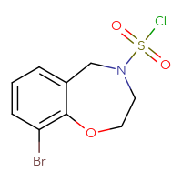 Chemical structure of 9-bromo-2,3,4,5-tetrahydro-1,4-benzoxazepine-4-sulfonyl chloride - CSSB15023234194