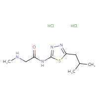 Chemical structure of 2-(methylamino)-N-[5-(2-methylpropyl)-1,3,4-thiadiazol-2-yl]acetamide dihydrochloride - CSSB00000725919