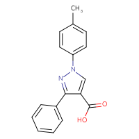 Chemical structure of 1-(4-methylphenyl)-3-phenyl-1H-pyrazole-4-carboxylic acid - CSSB00000686175