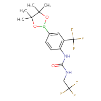 Chemical structure of 1-[4-(4,4,5,5-tetramethyl-1,3,2-dioxaborolan-2-yl)-2-(trifluoromethyl)phenyl]-3-(2,2,2-trifluoroethyl)urea - CSSB21332140468