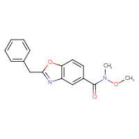 Chemical structure of 2-benzyl-N-methoxy-N-methyl-1,3-benzoxazole-5-carboxamide - CSSB21224763751