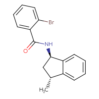 Chemical structure of 2-bromo-N-[(1R,3R)-3-methyl-2,3-dihydro-1H-inden-1-yl]benzamide - CSSB14856134354