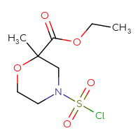Chemical structure of ethyl 4-(chlorosulfonyl)-2-methylmorpholine-2-carboxylate - CSSB15005366780