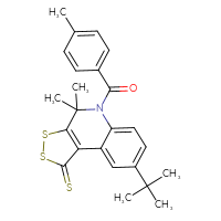 Chemical structure of 8-tert-butyl-4,4-dimethyl-5-(4-methylbenzoyl)-1H,4H,5H-[1,2]dithiolo[3,4-c]quinoline-1-thione - CSSB00121681927