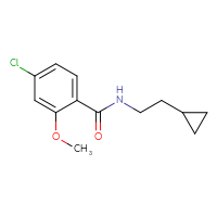 Chemical structure of 4-chloro-N-(2-cyclopropylethyl)-2-methoxybenzamide - CSSB01998167036