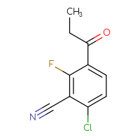 Chemical structure of 6-chloro-2-fluoro-3-propanoylbenzonitrile - CSSB21103687538