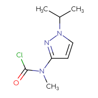 Chemical structure of N-methyl-N-[1-(propan-2-yl)-1H-pyrazol-3-yl]carbamoyl chloride - CSSB06258657153
