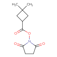 Chemical structure of 2,5-dioxopyrrolidin-1-yl 3,3-dimethylcyclobutane-1-carboxylate - CSSB00123877245