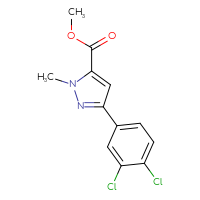 Chemical structure of methyl 3-(3,4-dichlorophenyl)-1-methyl-1H-pyrazole-5-carboxylate - CSSB03568225425
