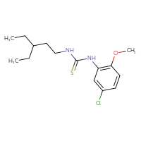 Chemical structure of 1-(5-chloro-2-methoxyphenyl)-3-(3-ethylpentyl)thiourea - CSSB21432495877