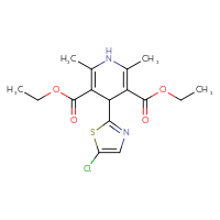 Chemical structure of 3,5-diethyl 4-(5-chloro-1,3-thiazol-2-yl)-2,6-dimethyl-1,4-dihydropyridine-3,5-dicarboxylate - CSSB20539824190