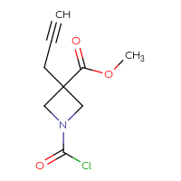 Chemical structure of methyl 1-(carbonochloridoyl)-3-(prop-2-yn-1-yl)azetidine-3-carboxylate - CSSB14968818849
