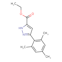 Chemical structure of ethyl 3-(2,4,6-trimethylphenyl)-1H-pyrazole-5-carboxylate - CSSB02200119798