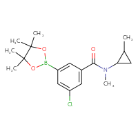 Chemical structure of 3-chloro-N-methyl-N-(2-methylcyclopropyl)-5-(4,4,5,5-tetramethyl-1,3,2-dioxaborolan-2-yl)benzamide - CSSB02526886573