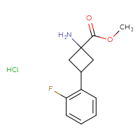 Chemical structure of methyl 1-amino-3-(2-fluorophenyl)cyclobutane-1-carboxylate hydrochloride - CSSB14869688553
