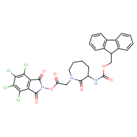 Chemical structure of 4,5,6,7-tetrachloro-1,3-dioxo-2,3-dihydro-1H-isoindol-2-yl 2-[3-({[(9H-fluoren-9-yl)methoxy]carbonyl}amino)-2-oxoazepan-1-yl]acetate - CSSB20270808517