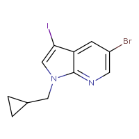 Chemical structure of 5-bromo-1-(cyclopropylmethyl)-3-iodo-1H-pyrrolo[2,3-b]pyridine - CSSB03219875811