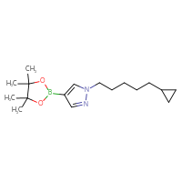 Chemical structure of 1-(5-cyclopropylpentyl)-4-(4,4,5,5-tetramethyl-1,3,2-dioxaborolan-2-yl)-1H-pyrazole - CSSB00122511430