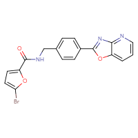 Chemical structure of 5-bromo-N-[(4-{[1,3]oxazolo[4,5-b]pyridin-2-yl}phenyl)methyl]furan-2-carboxamide - CSSB00121617559