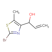 Chemical structure of 1-(2-bromo-5-methyl-1,3-thiazol-4-yl)prop-2-en-1-ol - CSSB21246482808