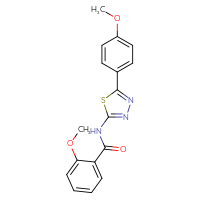 Chemical structure of 2-methoxy-N-[5-(4-methoxyphenyl)-1,3,4-thiadiazol-2-yl]benzamide - CSSB00046840150