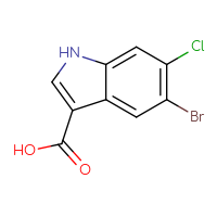 Chemical structure of 5-bromo-6-chloro-1H-indole-3-carboxylic acid - CSSB00011012839